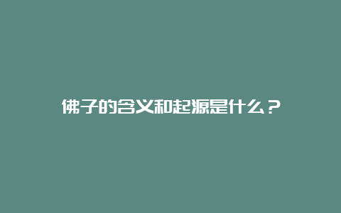 佛子的含义和起源是什么？