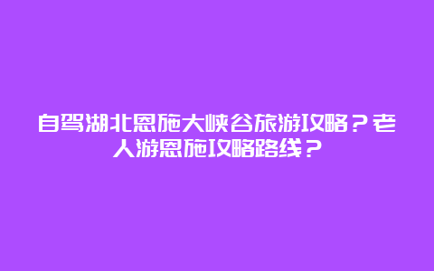 自驾湖北恩施大峡谷旅游攻略？老人游恩施攻略路线？