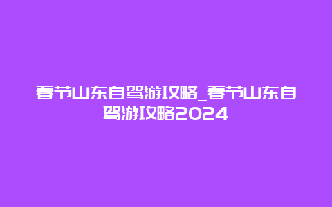 春节山东自驾游攻略_春节山东自驾游攻略2024