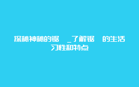 探秘神秘的锯鳐_了解锯鳐的生活习性和特点