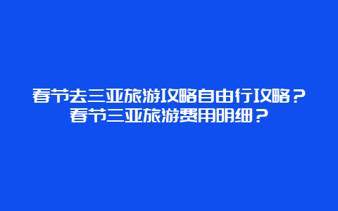 春节去三亚旅游攻略自由行攻略？春节三亚旅游费用明细？