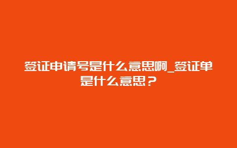 签证申请号是什么意思啊_签证单是什么意思？