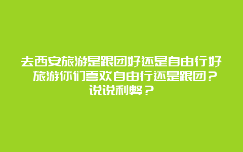 去西安旅游是跟团好还是自由行好 旅游你们喜欢自由行还是跟团？说说利弊？