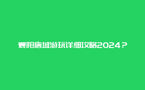 襄阳唐城游玩详细攻略2024？