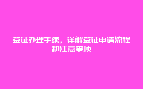 签证办理手续，详解签证申请流程和注意事项