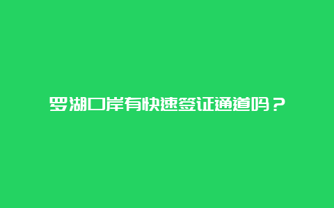 罗湖口岸有快速签证通道吗？