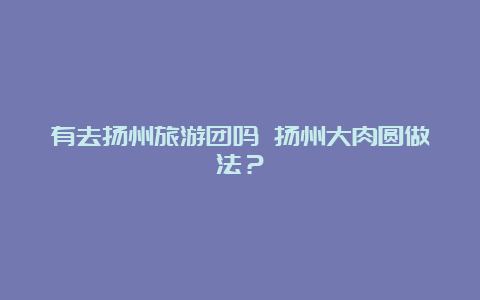 有去扬州旅游团吗 扬州大肉圆做法？