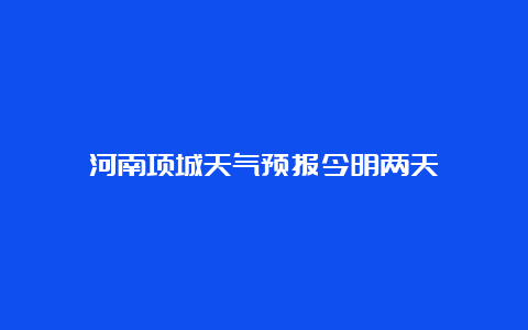 河南项城天气预报今明两天