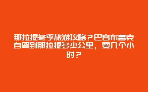 那拉提冬季旅游攻略？巴音布鲁克自驾到那拉提多少公里，要几个小时？