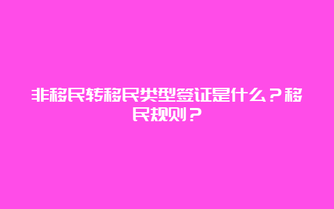 非移民转移民类型签证是什么？移民规则？