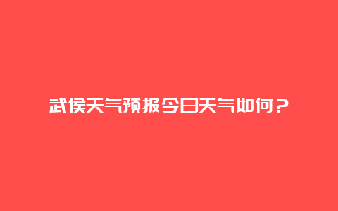 武侯天气预报今日天气如何？