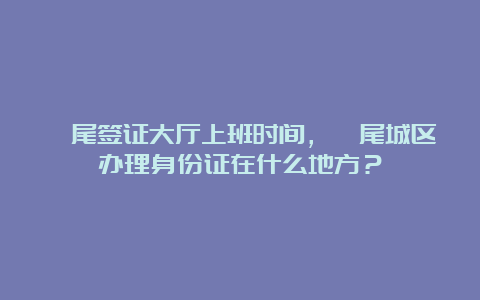 汕尾签证大厅上班时间，汕尾城区办理身份证在什么地方？