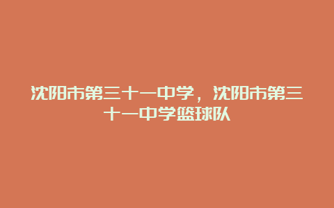 沈阳市第三十一中学，沈阳市第三十一中学篮球队