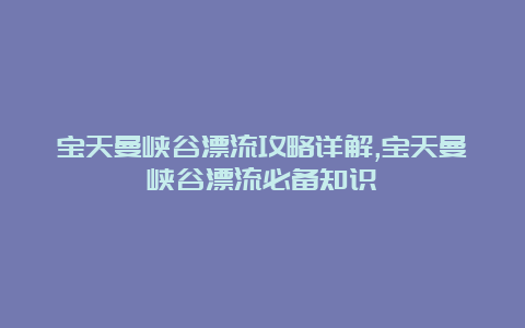 宝天曼峡谷漂流攻略详解,宝天曼峡谷漂流必备知识