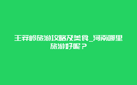 王莽岭旅游攻略及美食_河南哪里旅游好呢？