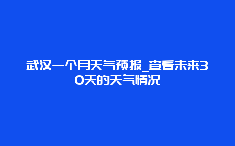 武汉一个月天气预报_查看未来30天的天气情况