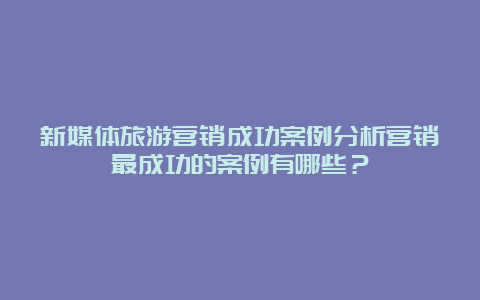 新媒体旅游营销成功案例分析营销最成功的案例有哪些？