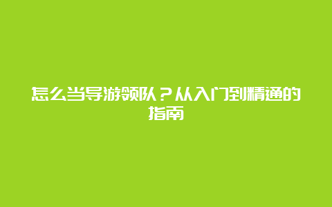 怎么当导游领队？从入门到精通的指南