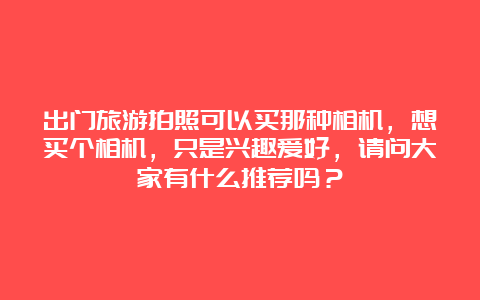 出门旅游拍照可以买那种相机，想买个相机，只是兴趣爱好，请问大家有什么推荐吗？