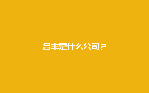 合丰是什么公司？