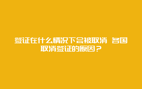 签证在什么情况下会被取消 各国取消签证的原因？