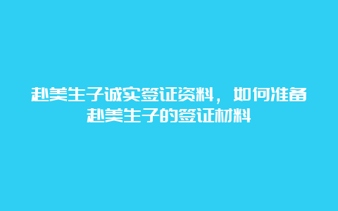 赴美生子诚实签证资料，如何准备赴美生子的签证材料