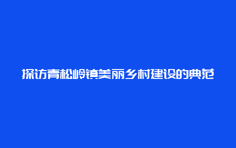 探访青松岭镇美丽乡村建设的典范