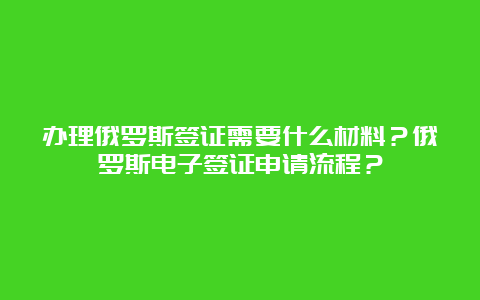 办理俄罗斯签证需要什么材料？俄罗斯电子签证申请流程？