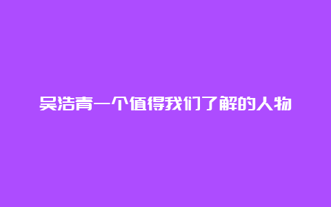 吴浩青一个值得我们了解的人物