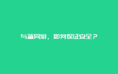 与鲨同游，如何保证安全？