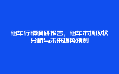 租车行情调研报告，租车市场现状分析与未来趋势预测