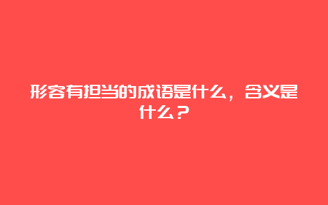 形容有担当的成语是什么，含义是什么？