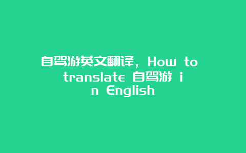 自驾游英文翻译，How to translate 自驾游 in English