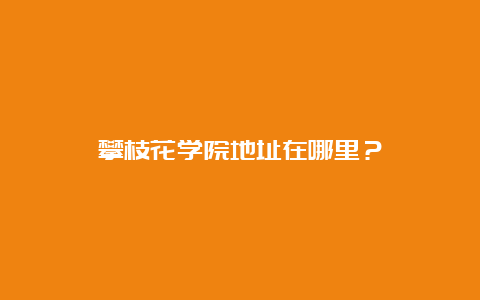 攀枝花学院地址在哪里？