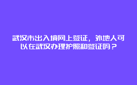 武汉市出入境网上签证，外地人可以在武汉办理护照和签证吗？