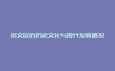 崇文区的历史文化与现代发展概况