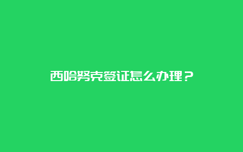 西哈努克签证怎么办理？