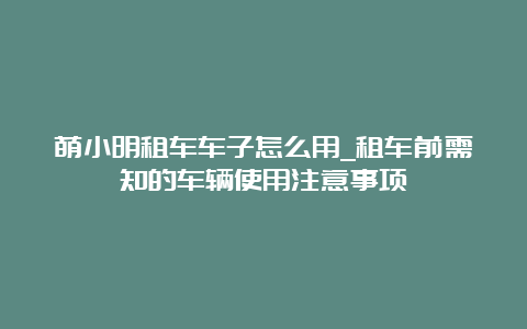 萌小明租车车子怎么用_租车前需知的车辆使用注意事项