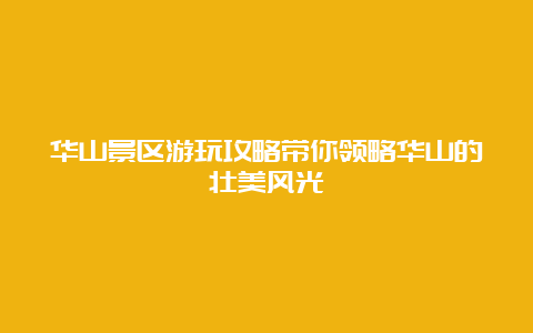 华山景区游玩攻略带你领略华山的壮美风光