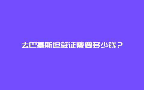 去巴基斯坦签证需要多少钱？