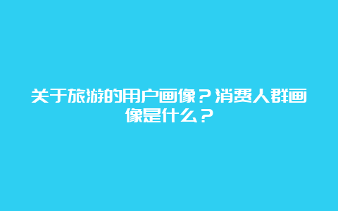 关于旅游的用户画像？消费人群画像是什么？