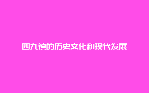 四九镇的历史文化和现代发展