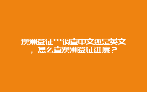 澳洲签证***调查中文还是英文，怎么查澳洲签证进度？