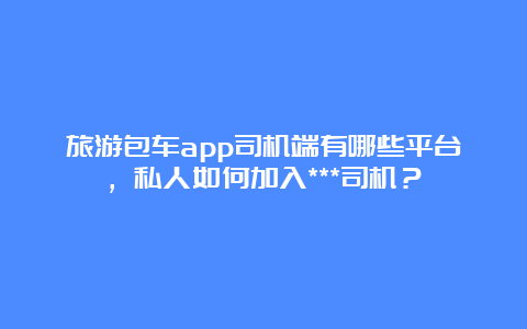 旅游包车app司机端有哪些平台，私人如何加入***司机？