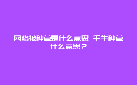 网络被种草是什么意思 千牛种草什么意思？