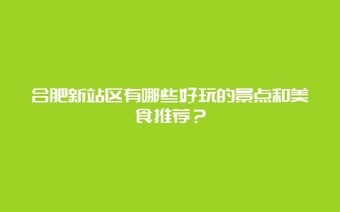 合肥新站区有哪些好玩的景点和美食推荐？