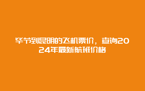 毕节到昆明的飞机票价，查询2024年最新航班价格