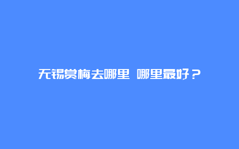 无锡赏梅去哪里 哪里最好？