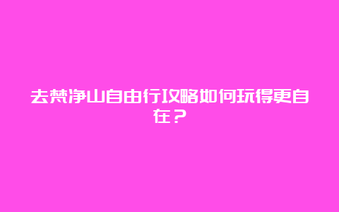 去梵净山自由行攻略如何玩得更自在？