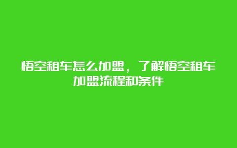 悟空租车怎么加盟，了解悟空租车加盟流程和条件